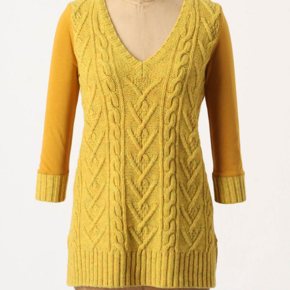 Anthropologie Dually Clad Pullover Sweaterknit V-Neck Top By Pilcro Size S - Picture 1 of 2